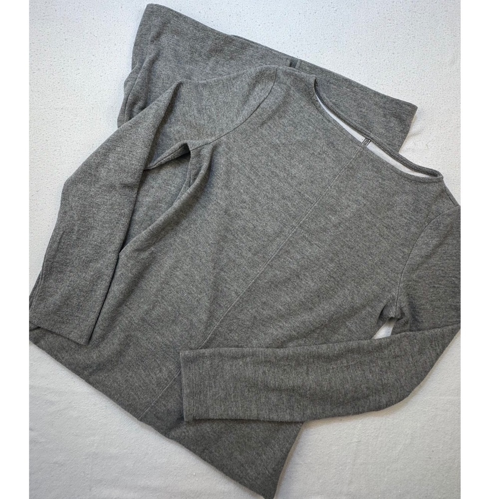 A New Day Dress Women XS Gray Boat Neck Long Sleeve Knit Maxi Minimalist